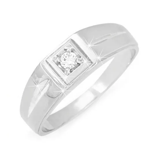 Кольцо-печатка с фианитом из серебра