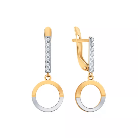 Серьги с фианитом из золота