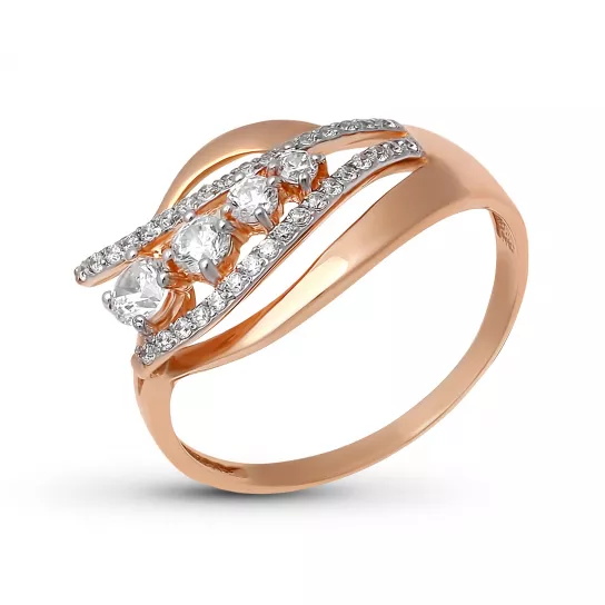 Кольцо с фианитом из золота