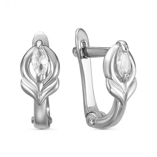 Серьги детские с фианитом из серебра