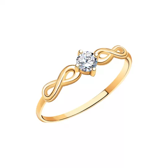 Кольцо с фианитом из золота