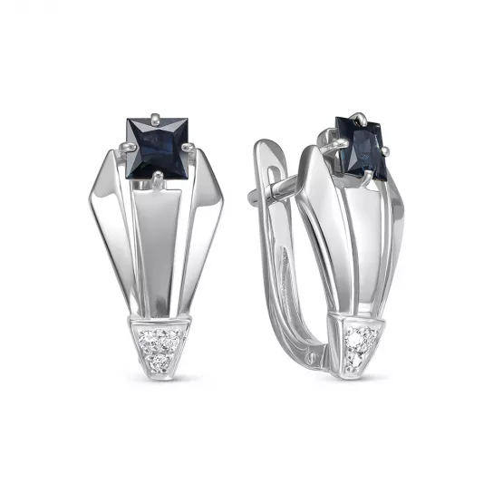 Серьги с бриллиантами с сапфиром из золота