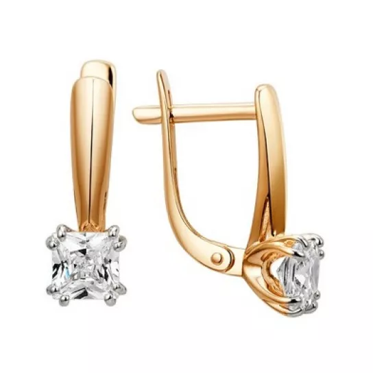 Серьги с фианитом из золота