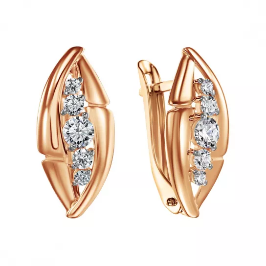 Серьги с фианитом из золота