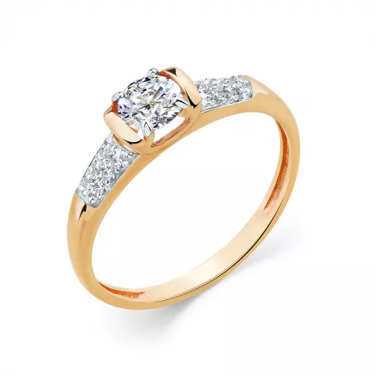 Кольцо с фианитом из золота