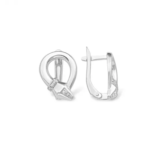 Серьги с фианитом из серебра