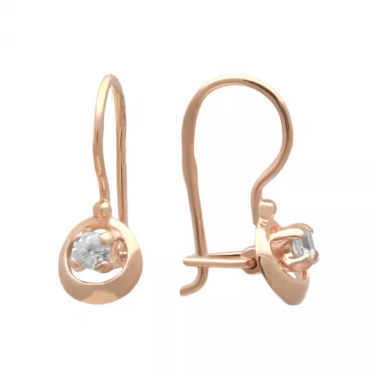 Серьги детские с фианитом из золота