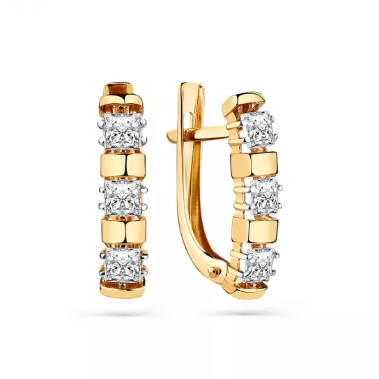 Серьги с фианитом из золота