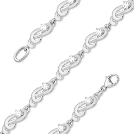 Браслет с фианитом из серебра