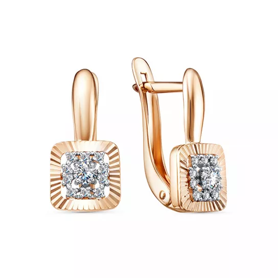 Серьги с фианитом из золота