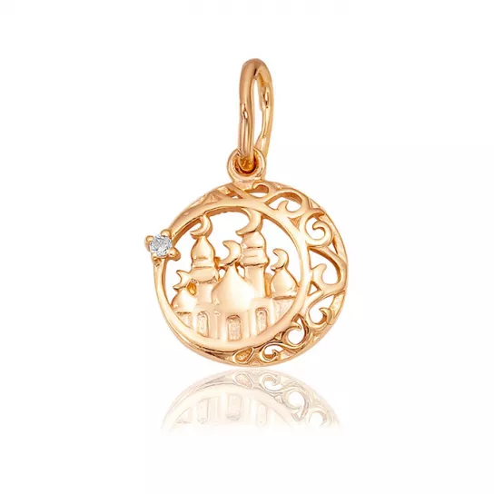 Подвеска мусульманская с фианитом из золота