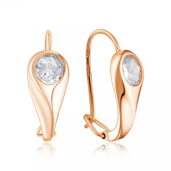 Серьги с фианитом из золота