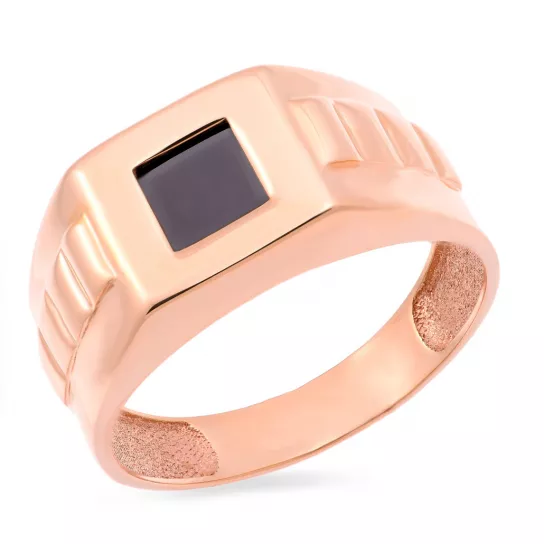 Кольцо-печатка с фианитом из золота